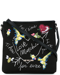 Черная сумка через плечо с вышивкой от Love Moschino
