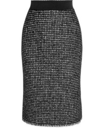 Черная твидовая юбка-карандаш