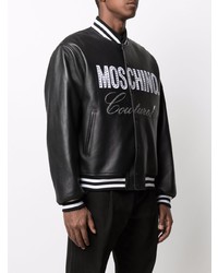 Мужская черная университетская куртка с принтом от Moschino