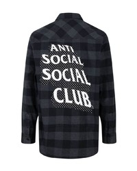 Мужская черная фланелевая рубашка с длинным рукавом в клетку от Anti Social Social Club