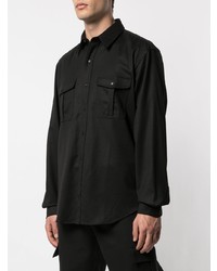 Мужская черная фланелевая рубашка с длинным рукавом от WARDROBE.NYC