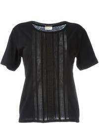 Женская черная футболка крючком от Saint Laurent
