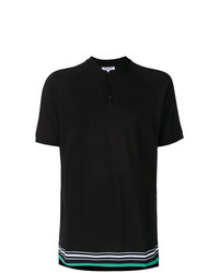 Мужская черная футболка на пуговицах с принтом от Les Benjamins