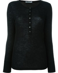 Женская черная футболка на пуговицах от Alexander Wang