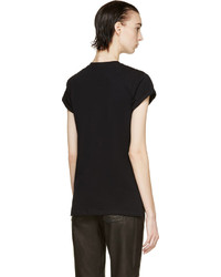 Женская черная футболка на пуговицах от Balmain