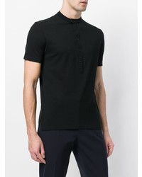 Мужская черная футболка на пуговицах от Paolo Pecora