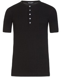 Мужская черная футболка на пуговицах от Dolce & Gabbana