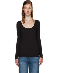 Женская черная футболка на пуговицах от Frame