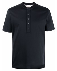 Мужская черная футболка на пуговицах от Low Brand