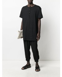 Мужская черная футболка на пуговицах от Yohji Yamamoto