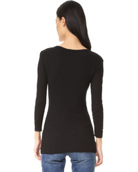 Женская черная футболка на пуговицах от James Perse