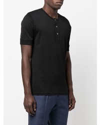 Мужская черная футболка на пуговицах от Sunspel