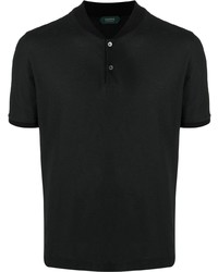 Мужская черная футболка на пуговицах от Zanone