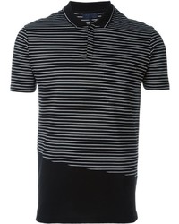 Черная футболка-поло в вертикальную полоску