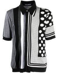 Мужская черная футболка-поло в вертикальную полоску от Dolce & Gabbana