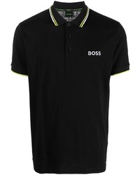 Мужская черная футболка-поло в горизонтальную полоску от BOSS