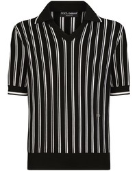 Мужская черная футболка-поло в горизонтальную полоску от Dolce & Gabbana