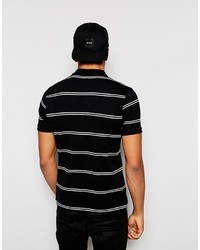Мужская черная футболка-поло в горизонтальную полоску от Asos