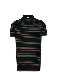 Мужская черная футболка-поло в горизонтальную полоску от Saint Laurent