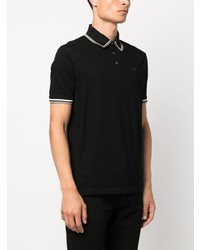 Мужская черная футболка-поло в горизонтальную полоску от Emporio Armani