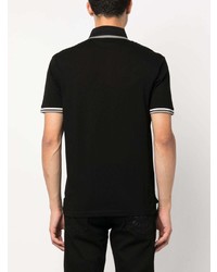 Мужская черная футболка-поло в горизонтальную полоску от Emporio Armani