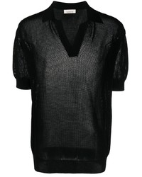 Мужская черная футболка-поло в сеточку от Laneus