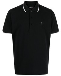Мужская черная футболка-поло с вышивкой от agnès b.