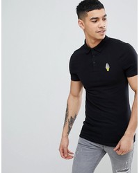 Мужская черная футболка-поло с вышивкой от ASOS DESIGN
