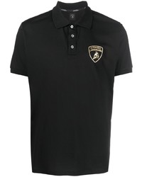 Мужская черная футболка-поло с вышивкой от Automobili Lamborghini