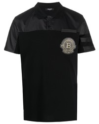 Мужская черная футболка-поло с вышивкой от Balmain
