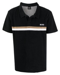 Мужская черная футболка-поло с вышивкой от BOSS