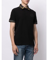 Мужская черная футболка-поло с вышивкой от VERSACE JEANS COUTURE