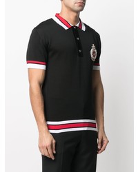 Мужская черная футболка-поло с вышивкой от Balmain