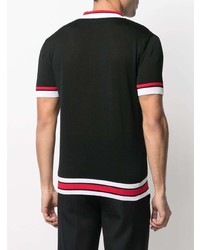 Мужская черная футболка-поло с вышивкой от Balmain