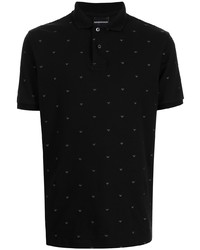 Мужская черная футболка-поло с вышивкой от Emporio Armani