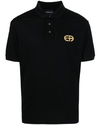 Мужская черная футболка-поло с вышивкой от Emporio Armani