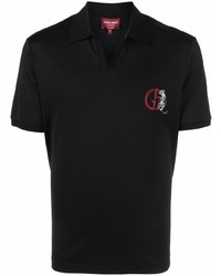 Мужская черная футболка-поло с вышивкой от Giorgio Armani