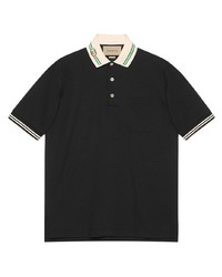 Мужская черная футболка-поло с вышивкой от Gucci