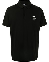 Мужская черная футболка-поло с вышивкой от Karl Lagerfeld