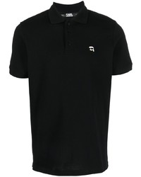 Мужская черная футболка-поло с вышивкой от Karl Lagerfeld
