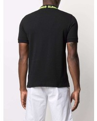 Мужская черная футболка-поло с вышивкой от Sun 68