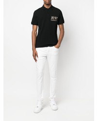 Мужская черная футболка-поло с вышивкой от Just Cavalli
