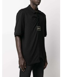Мужская черная футболка-поло с вышивкой от We11done