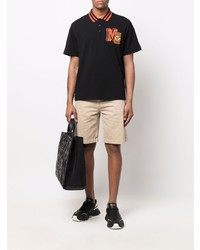 Мужская черная футболка-поло с вышивкой от Moschino
