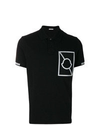 Мужская черная футболка-поло с вышивкой от Moncler