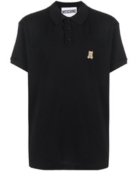 Мужская черная футболка-поло с вышивкой от Moschino