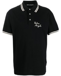 Мужская черная футболка-поло с вышивкой от Palm Angels