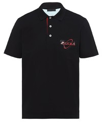 Мужская черная футболка-поло с вышивкой от Prada
