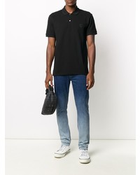 Мужская черная футболка-поло с вышивкой от Alexander McQueen