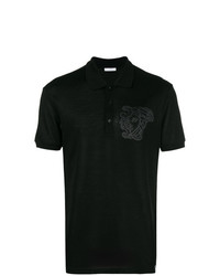 Мужская черная футболка-поло с вышивкой от Versace Collection